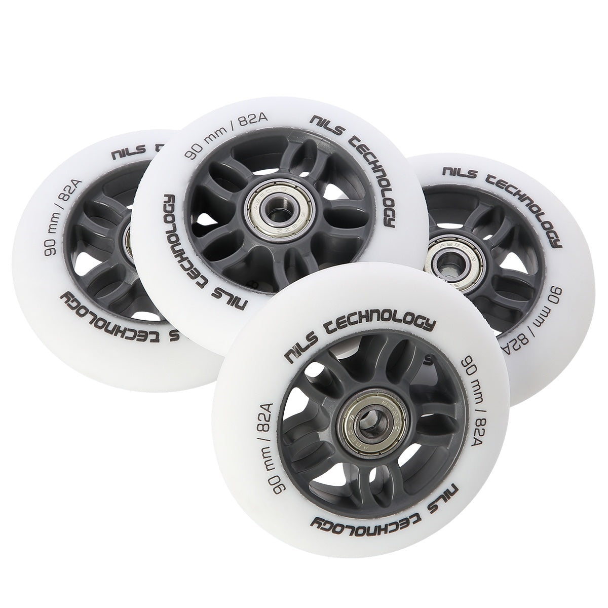 PU 90x24 82A White Wheels & ABEC-9 Bearings Set