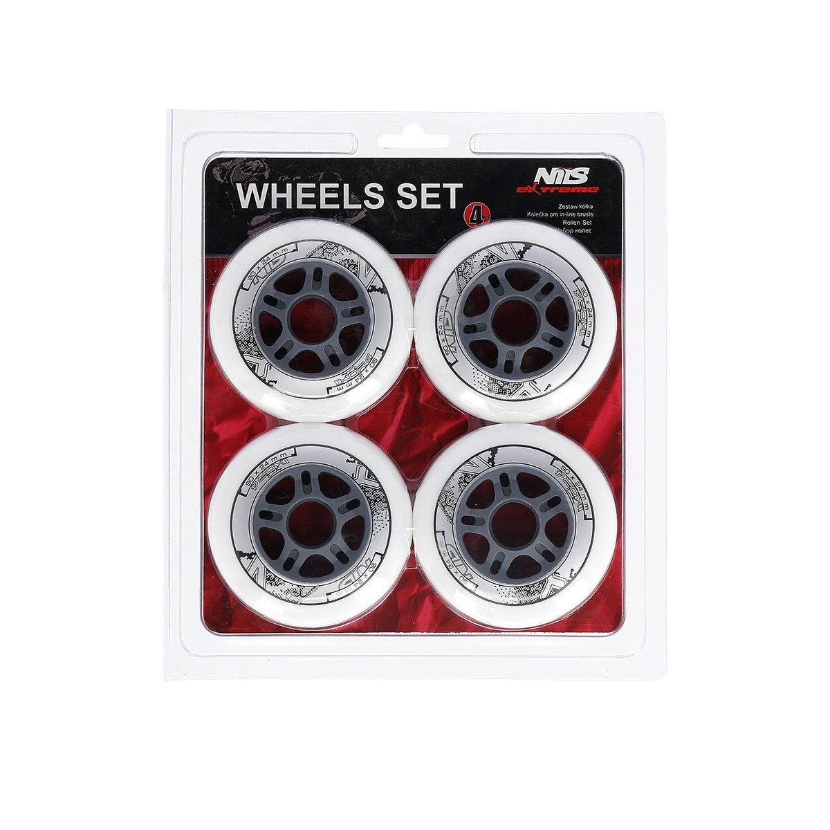 PU 90x24 82A White Wheels, Set of 4