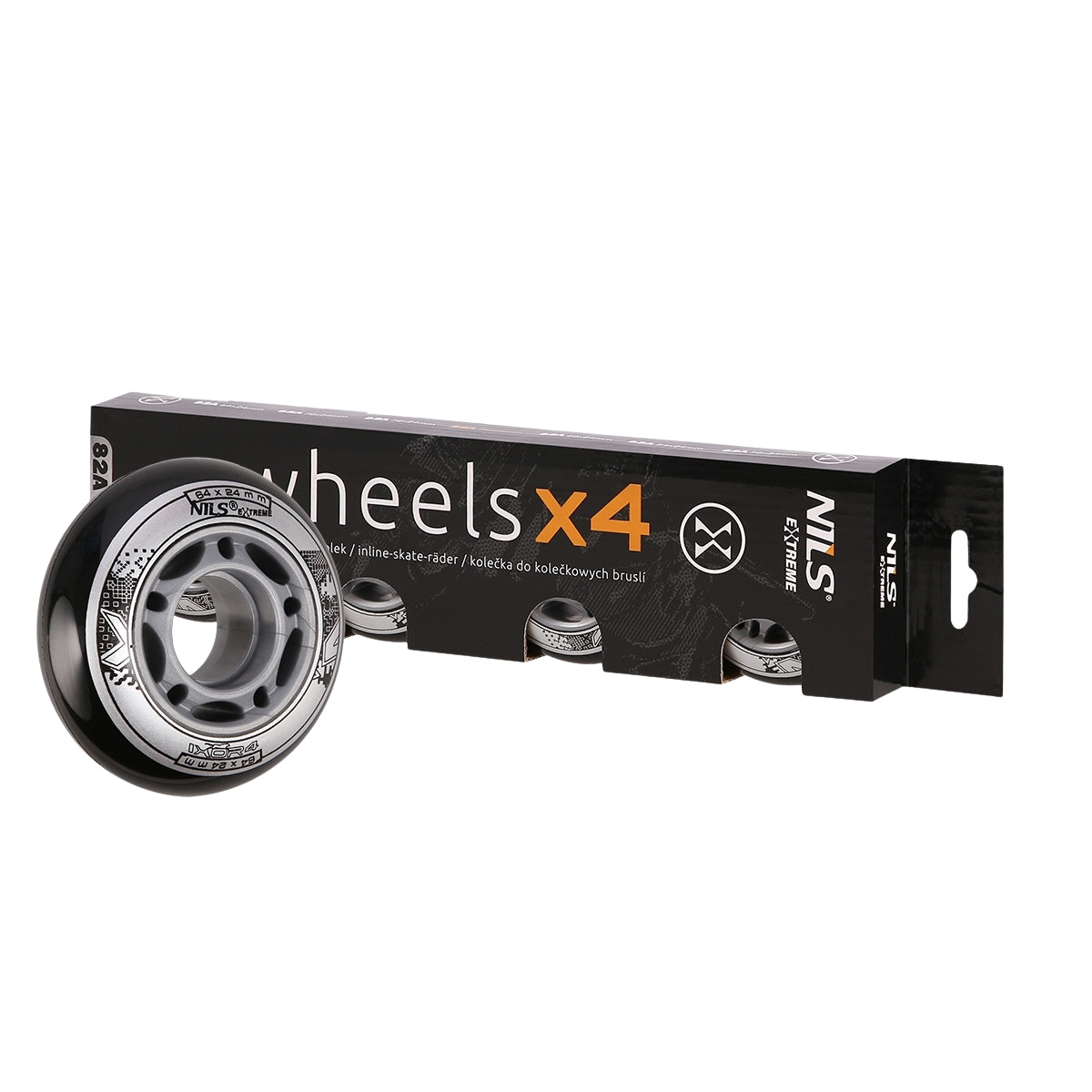 PU Skateboard Wheels 64x24mm 82A Black (Set of 4)