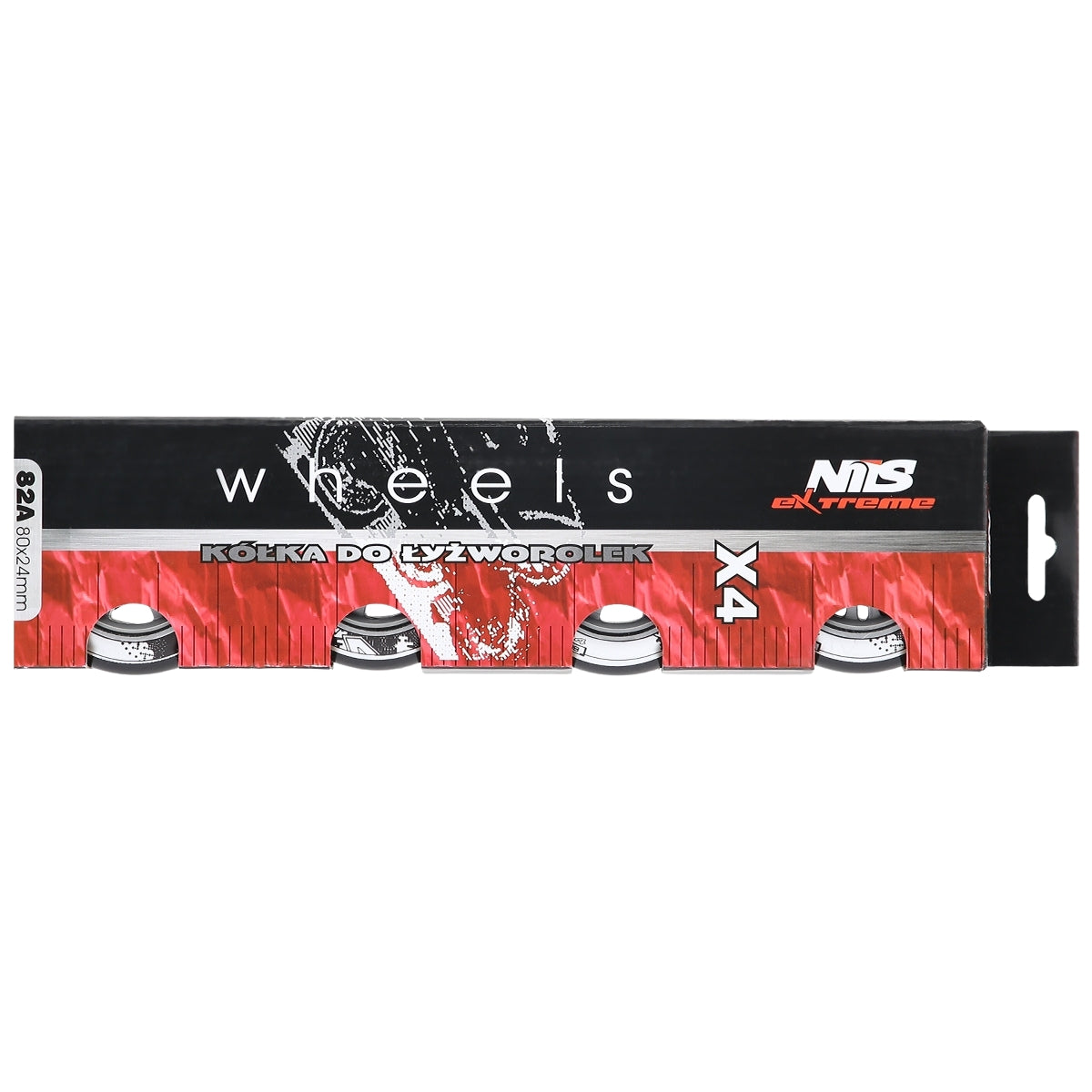 PU Wheels 80x24mm, Black, Set of 4