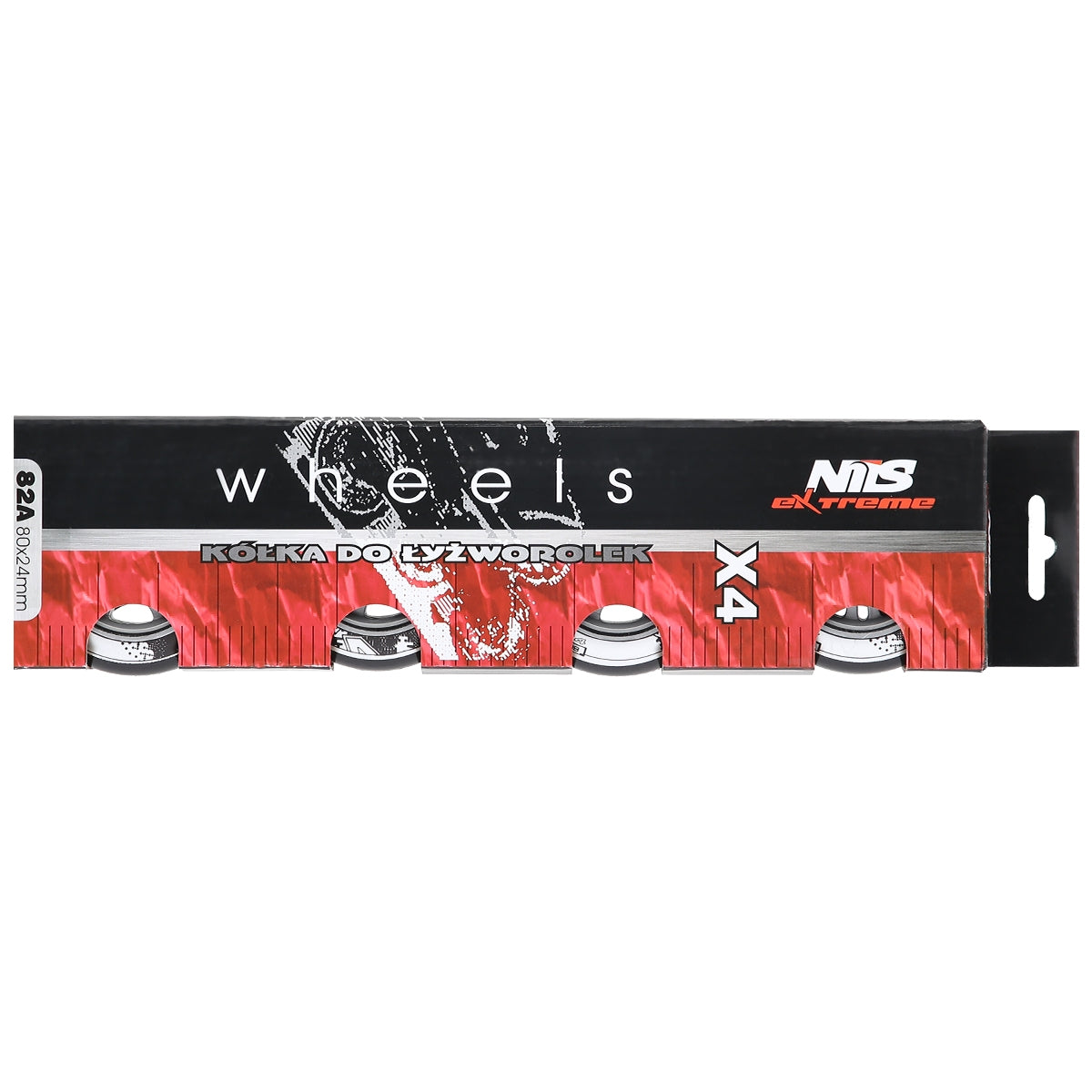PU Wheels 80x24mm, Black, Set of 4