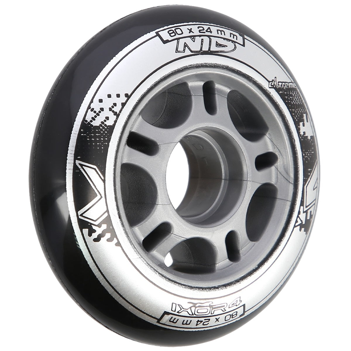 PU Wheels 80x24mm, Black, Set of 4