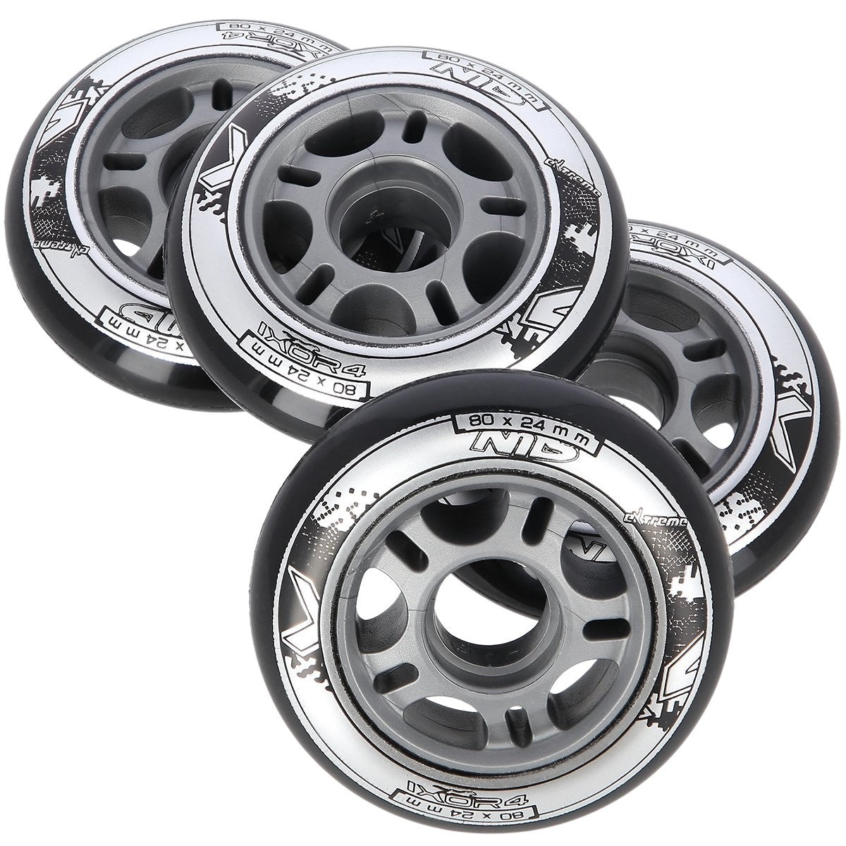PU Wheels 80x24mm, Black, Set of 4