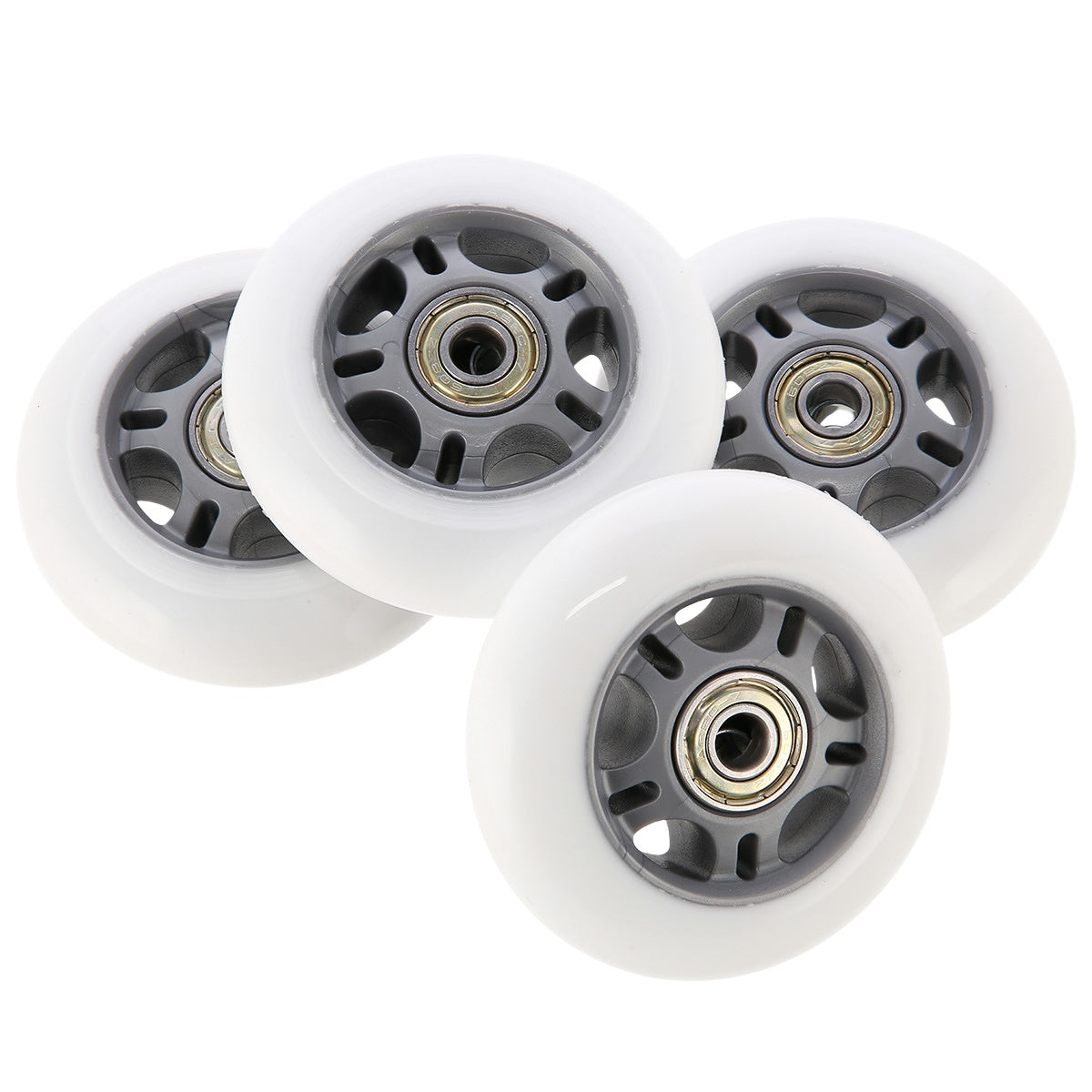 PU Wheels 80x24mm White (4) + ABEC-7 Bearings (8) Set