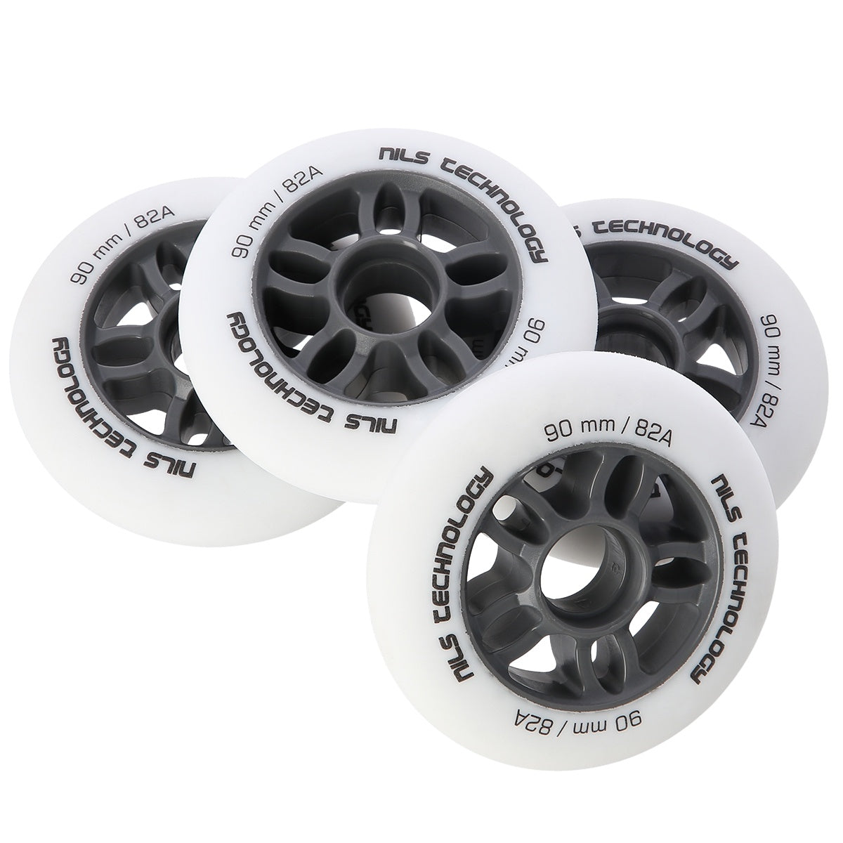 PU Wheels 90x24mm 82A White, Set of 4