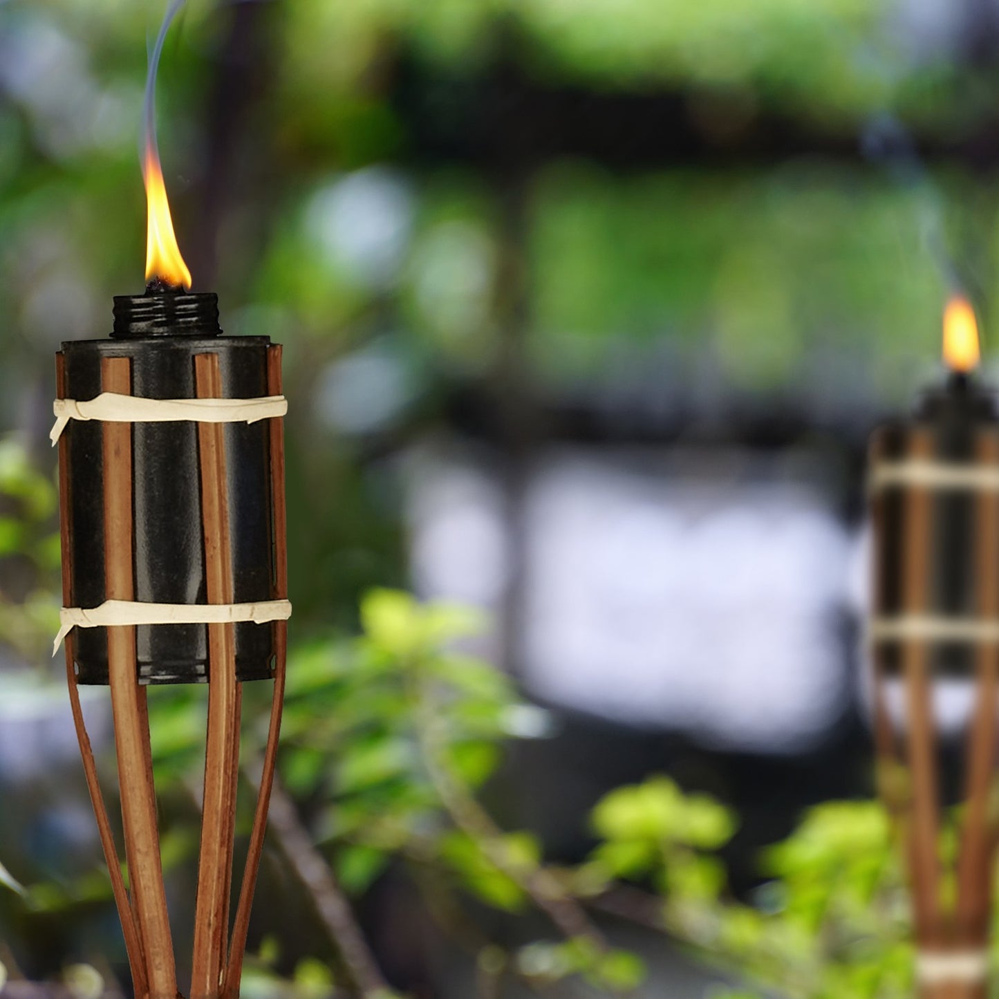 Pack of 10 brown bamboo garden torches