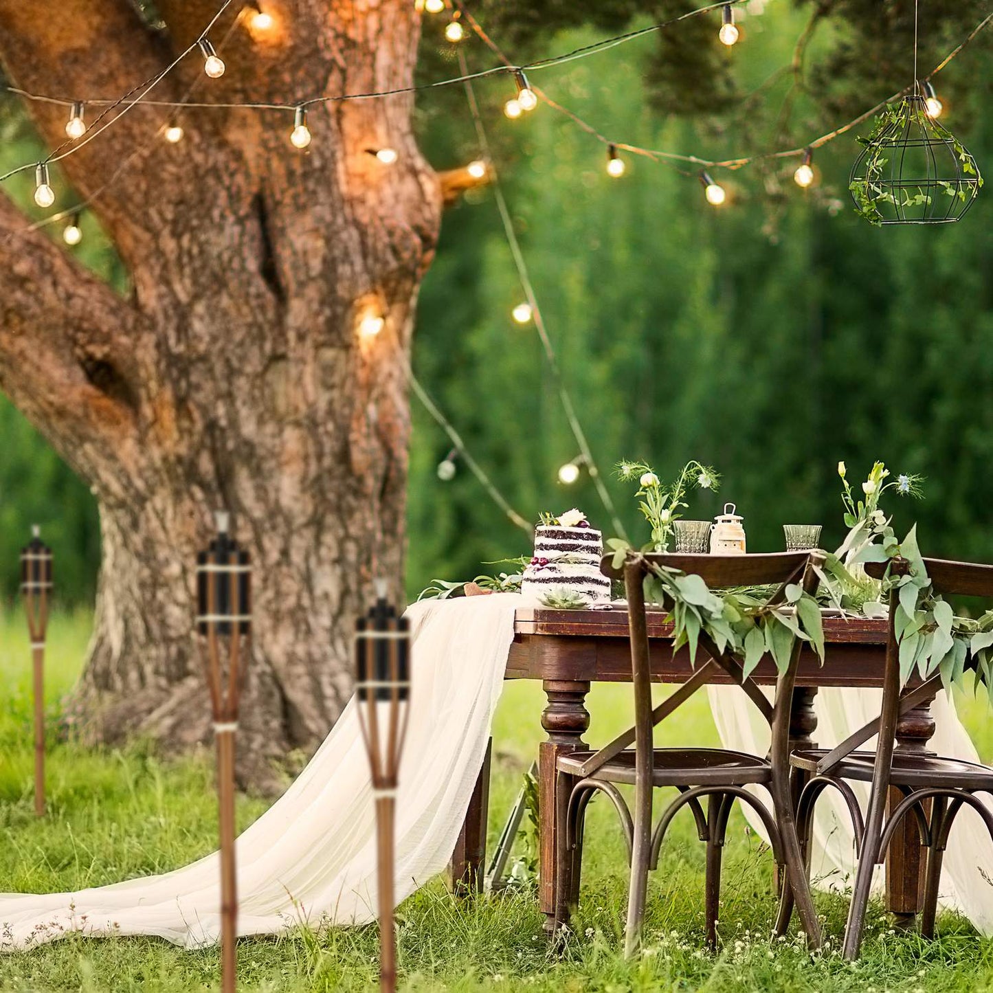 Pack of 10 brown bamboo garden torches