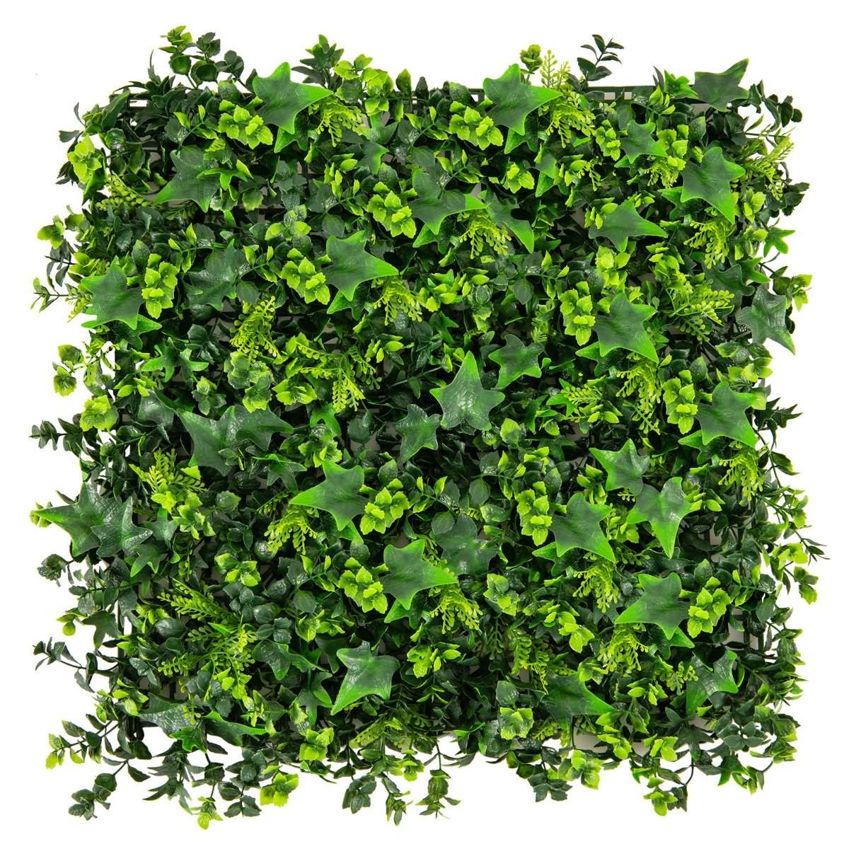Pack of 12 Artificial Hedge Plant Wall 50.5 x 50.5 cm UV Protected Mixed Leaves