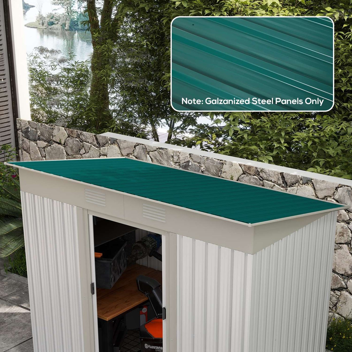 12-pack trapezoidal galvanized ceiling panels, 129 x 45 cm