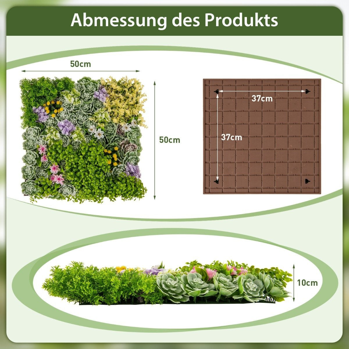 Pack of 2 Square Framed Artificial Foliage Wall Art 3D Wall Greenery 50x50cm Flowers