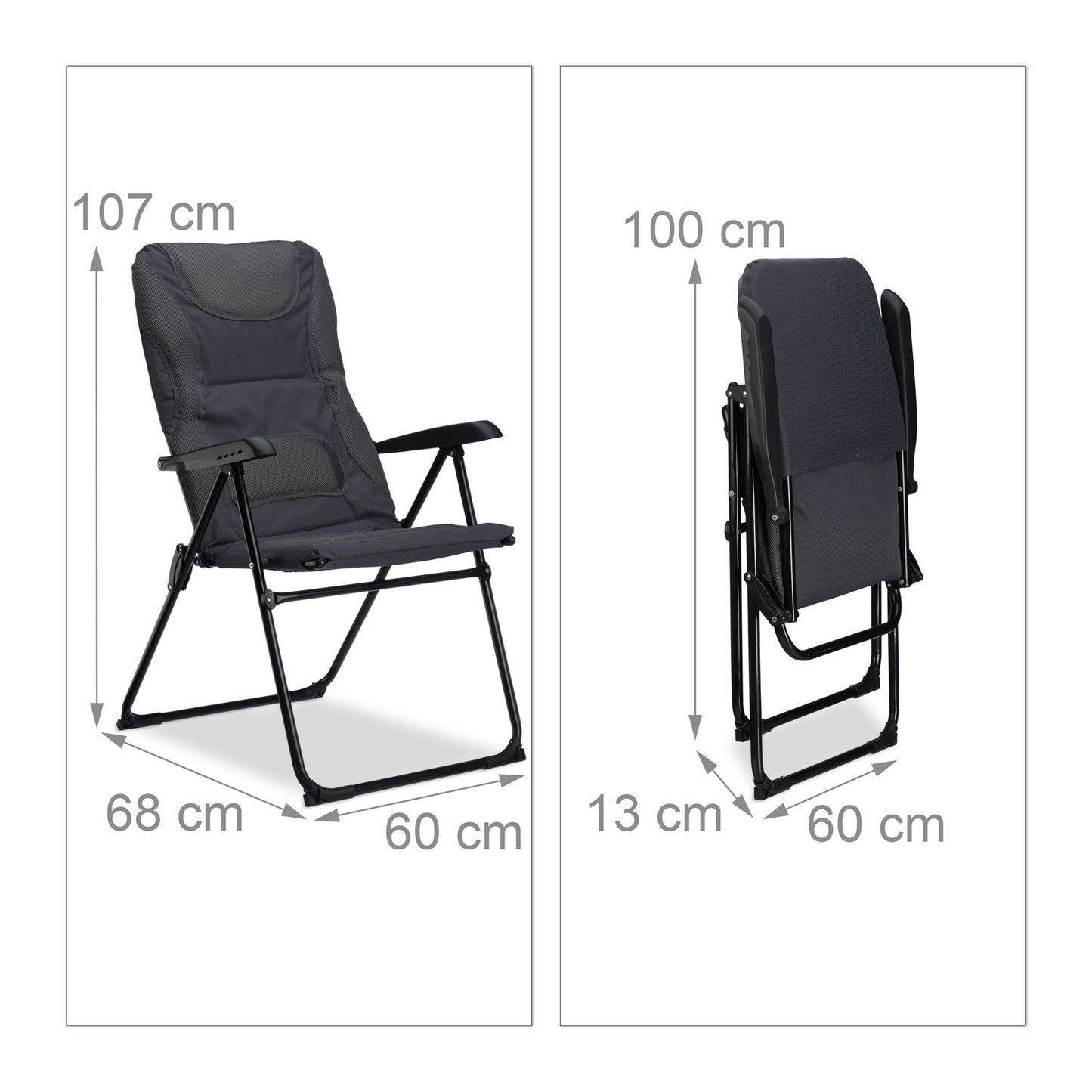 Padded Camping Chair Foldable Garden or Picnic Seat, Comfortable Fishing Chair