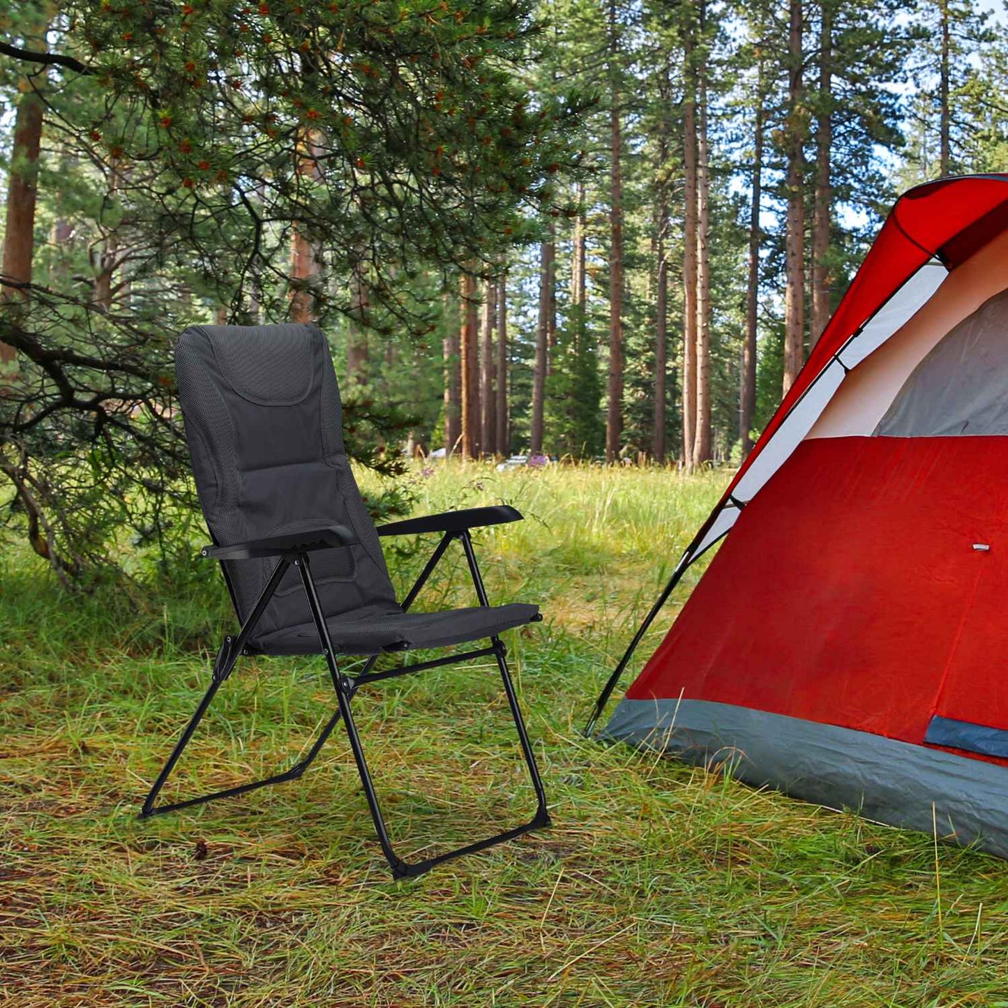 Padded Camping Chair Foldable Garden or Picnic Seat, Comfortable Fishing Chair