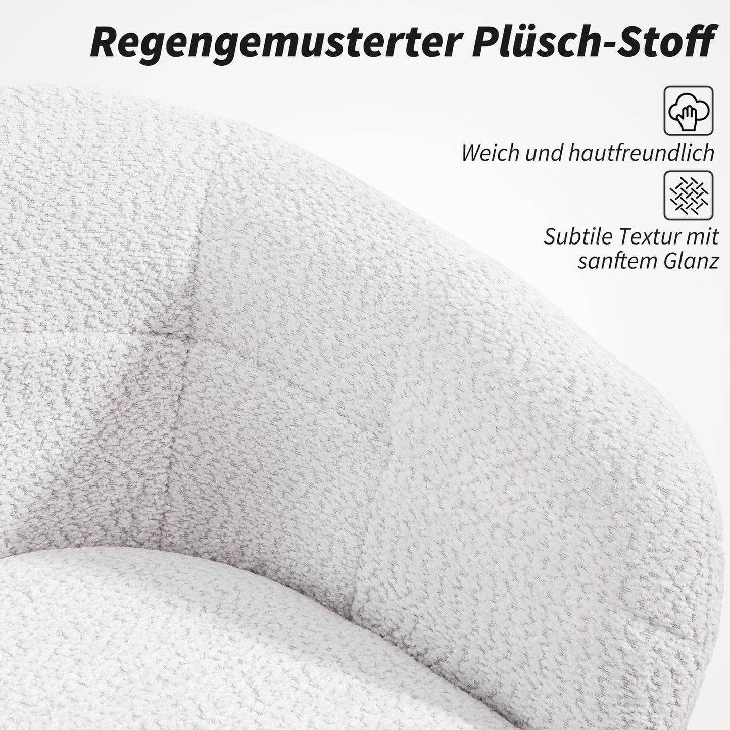 Padded Office Chair, Plush Cover, Tub Design, Cream/Black