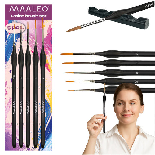 Paint Brushes Set with Stand – 5 Pieces