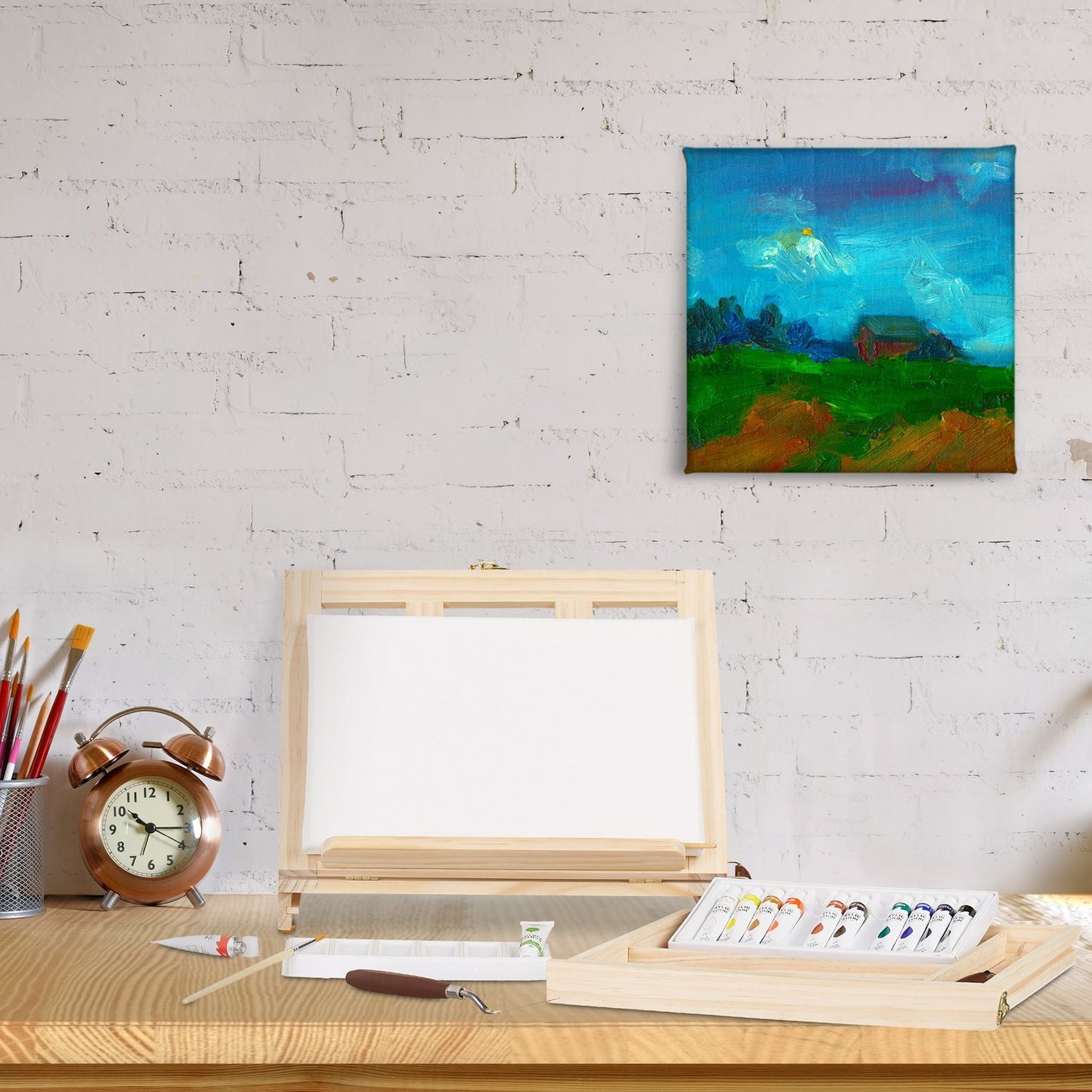 Paint box with easel