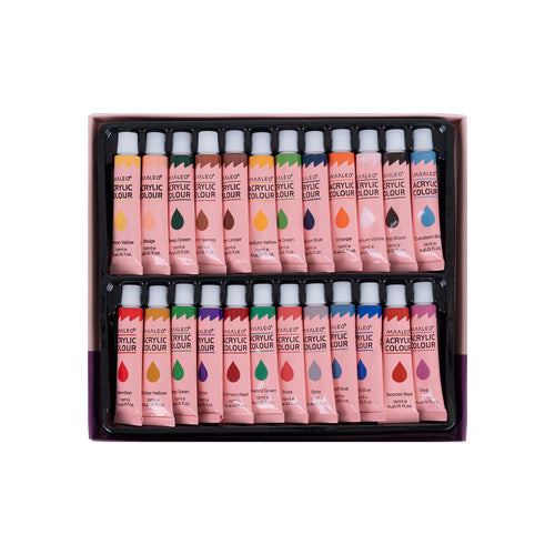 Painting Set with Easel, 24 Acrylic Paints, 3 Canvases