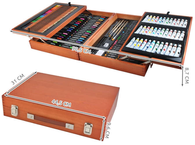 Painting set 174 pieces in a suitcase