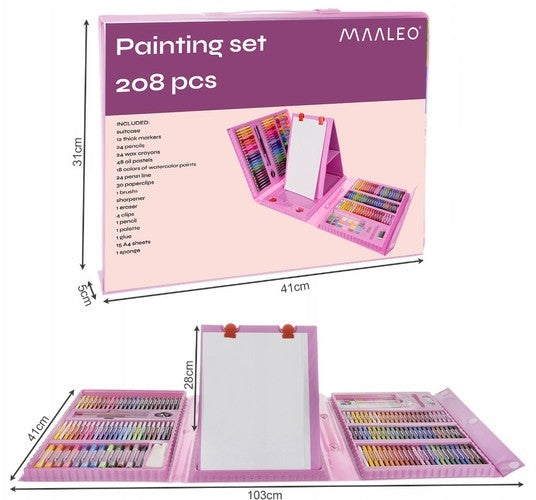 Painting set 208 pieces in a suitcase