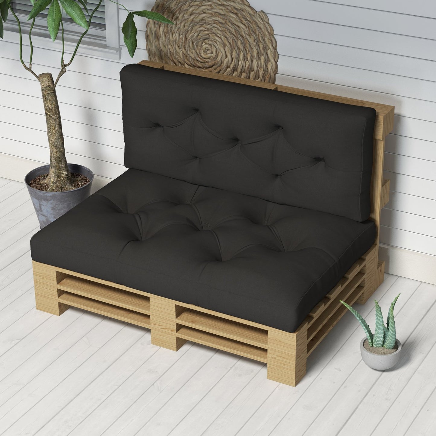 Pallet cushion set - UV protected, dark grey, 2-pack