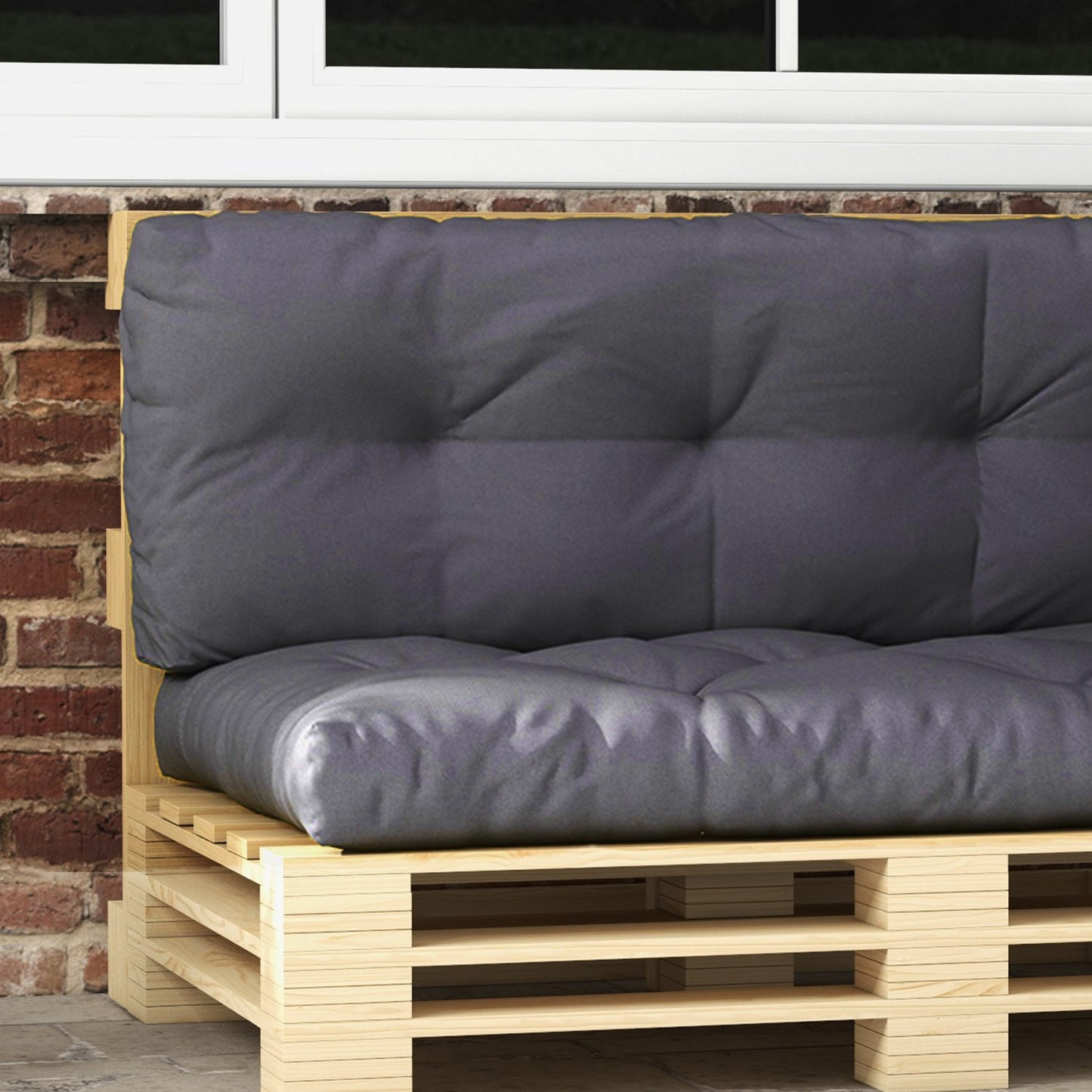 Outdoor pallet cushion set, UV protected, dark grey