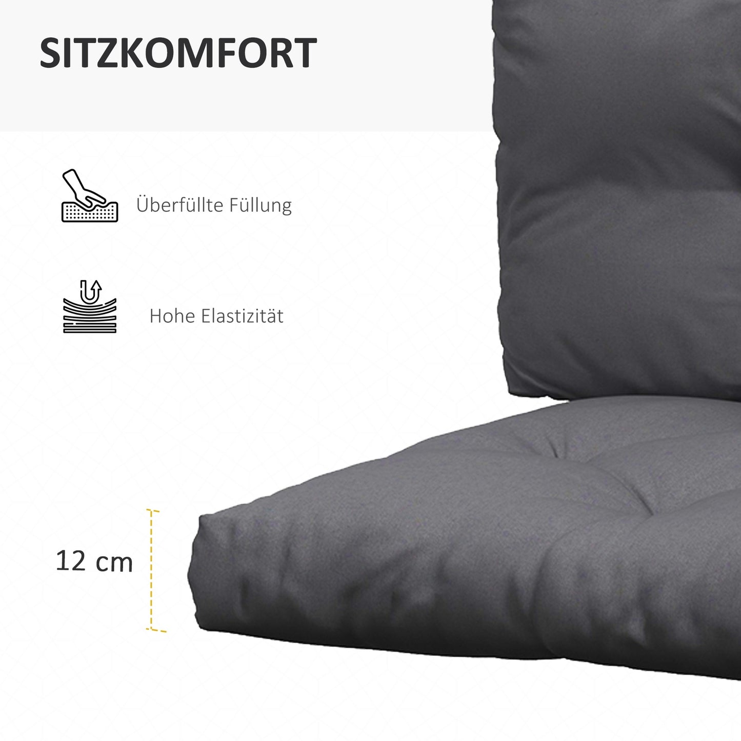 Outdoor pallet cushion set, UV protected, dark grey