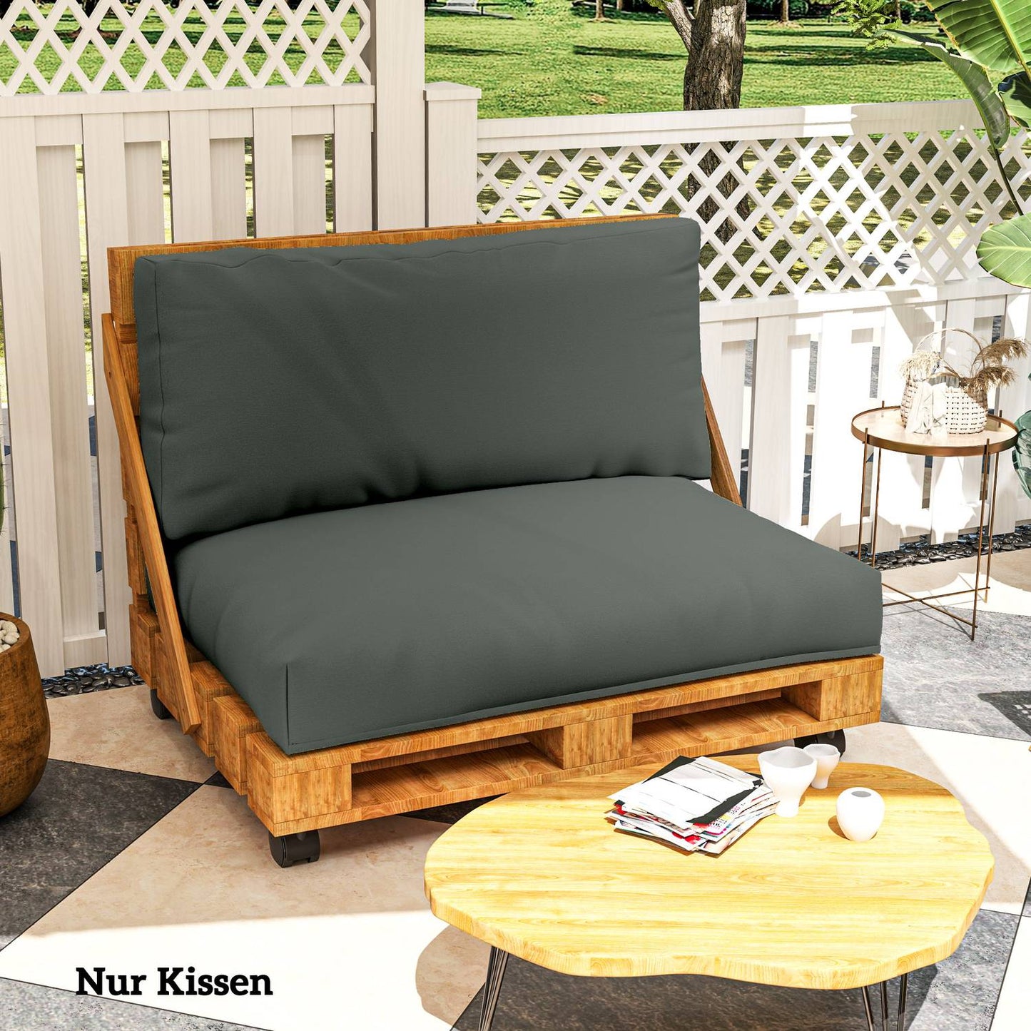 Pall Furniture Cushions Set, Dark Grey, 120x80x20 cm