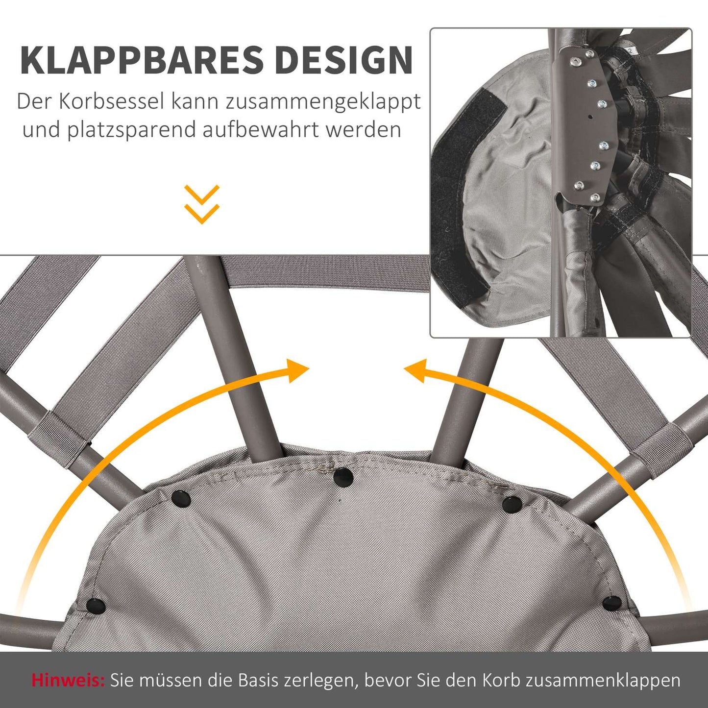 Papasan chair with cushions, folding steel frame for patio