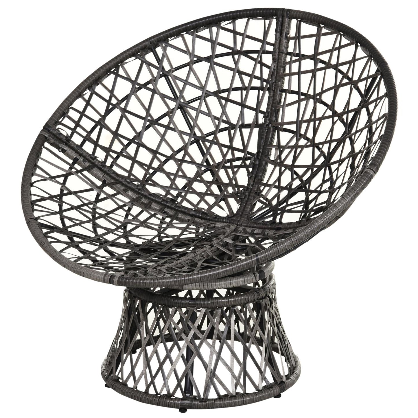 Gray rattan Papasan chair with upholstery, 360° rotatable
