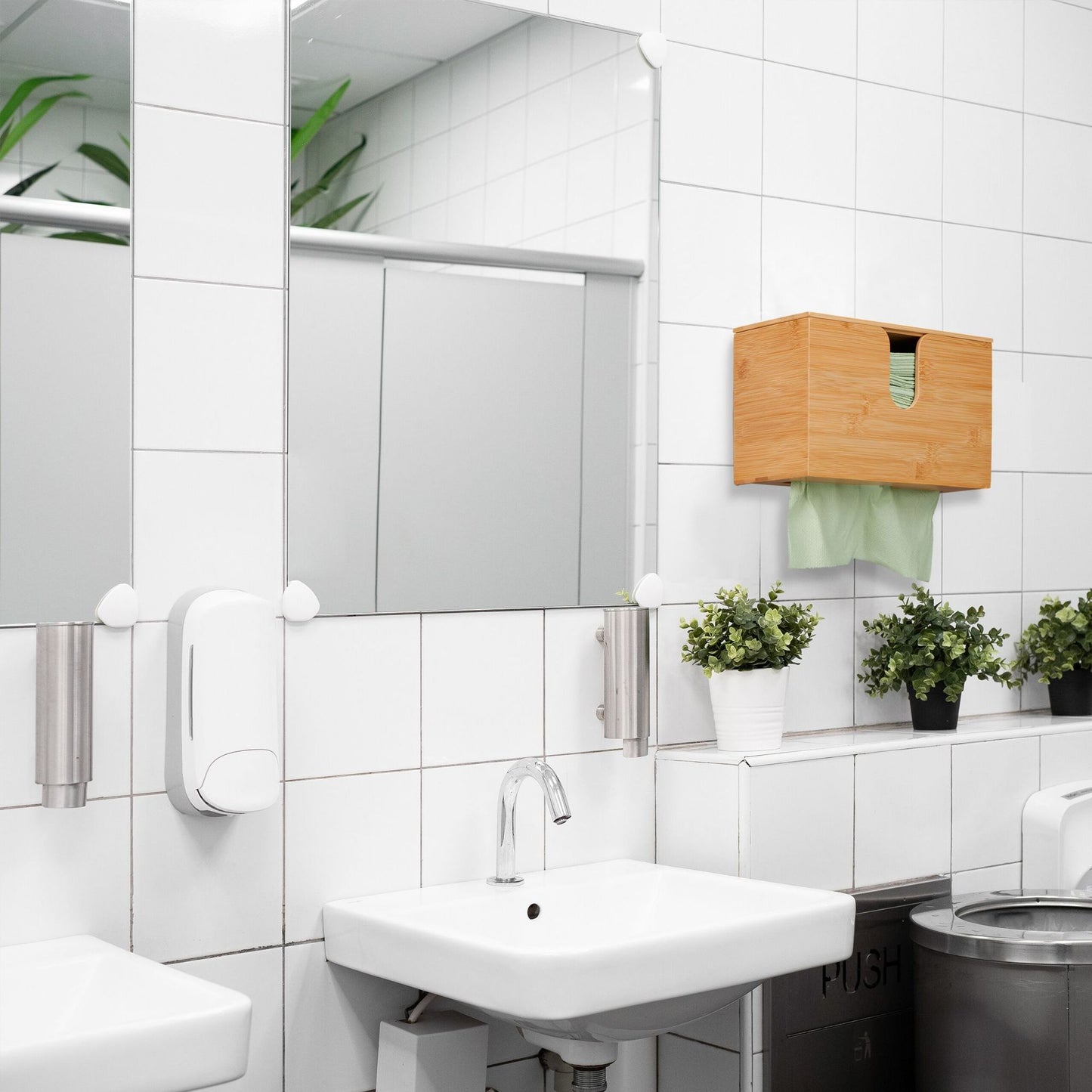 Paper Towel Dispenser Bamboo With Lid