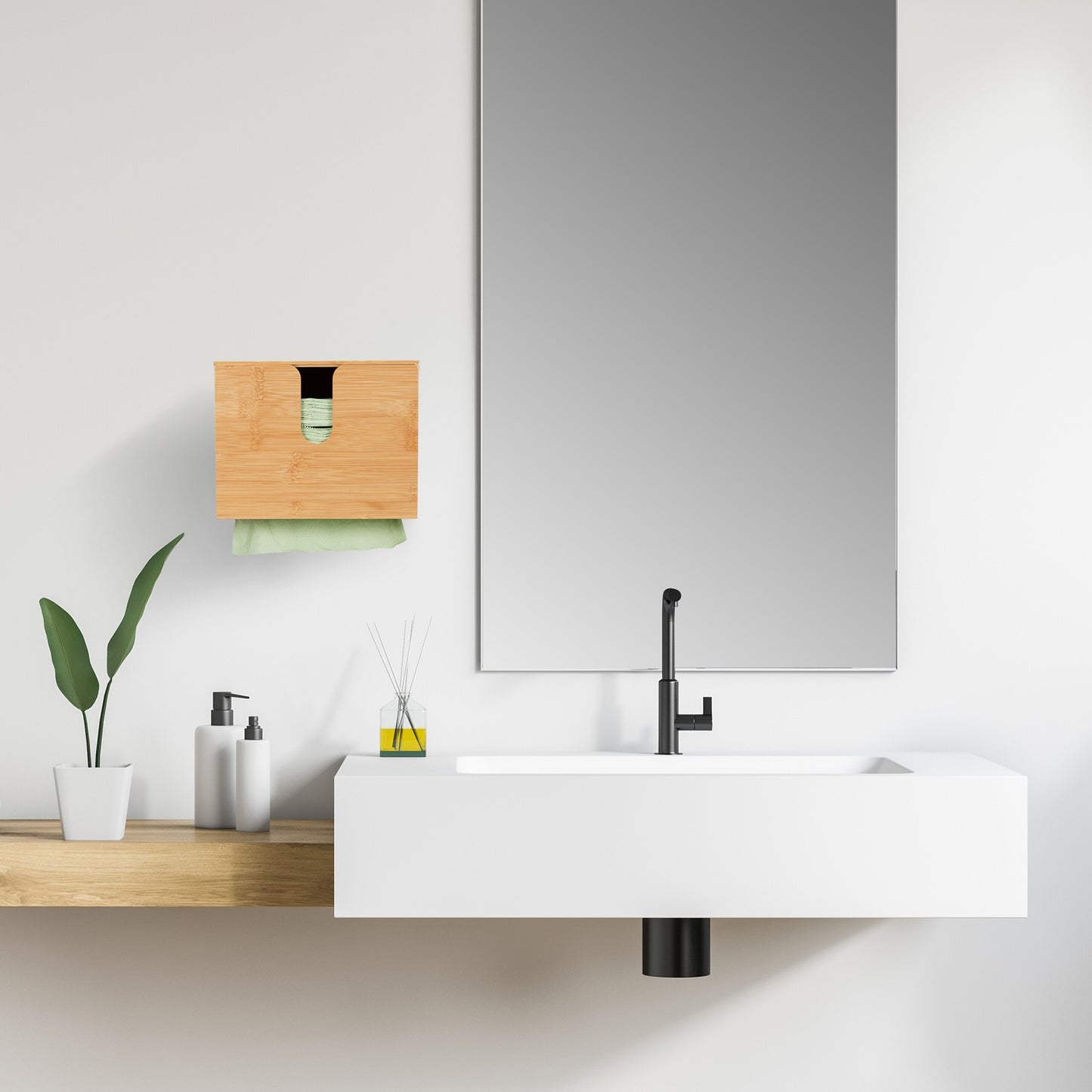 Paper Towel Dispenser Bamboo With Lid