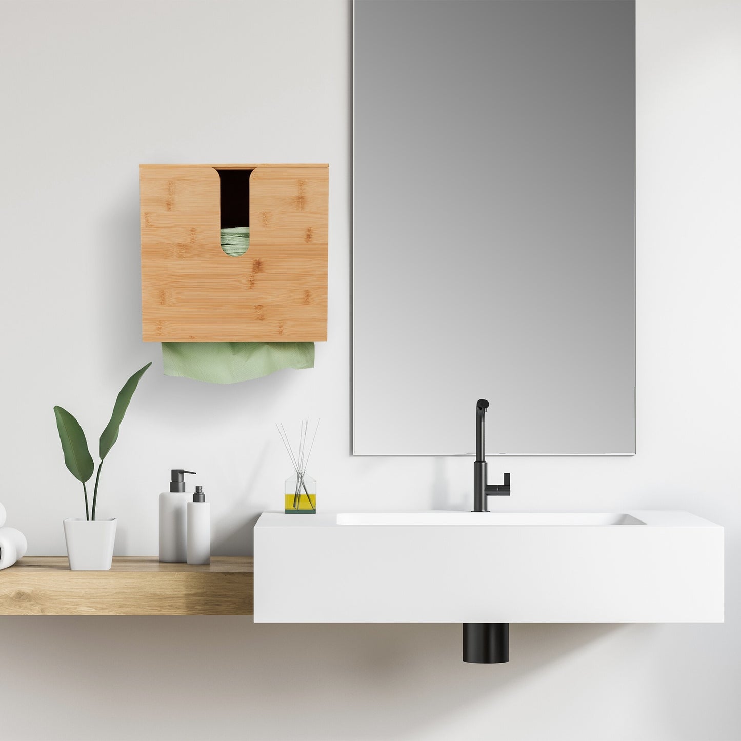 Paper Towel Dispenser Bamboo With Lid