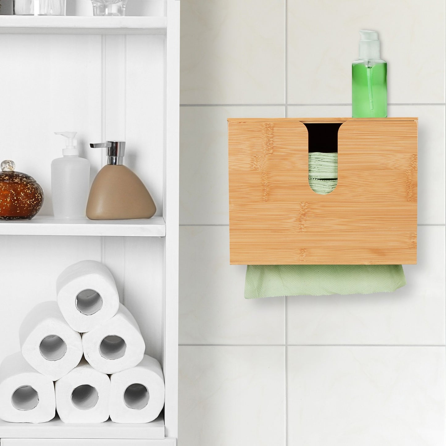 Paper Towel Dispenser Bamboo With Lid