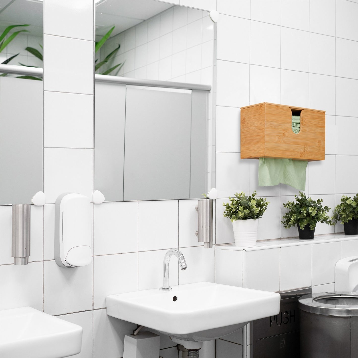 Paper Towel Dispenser Bamboo With Lid