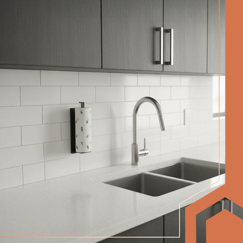 Paper Towel Holder, Black Metal, No-Drill Install