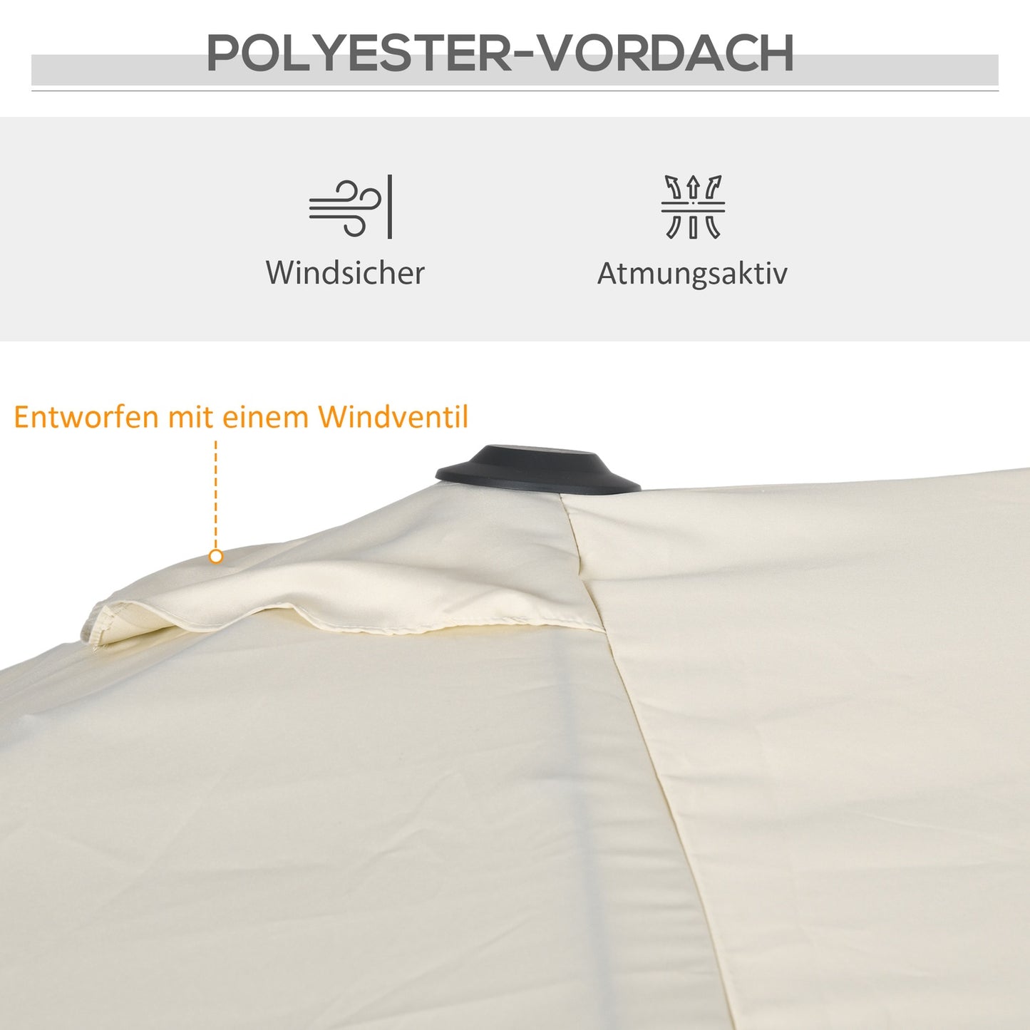 Cream outdoor double parasol - Adjustable tilt, 150x295cm