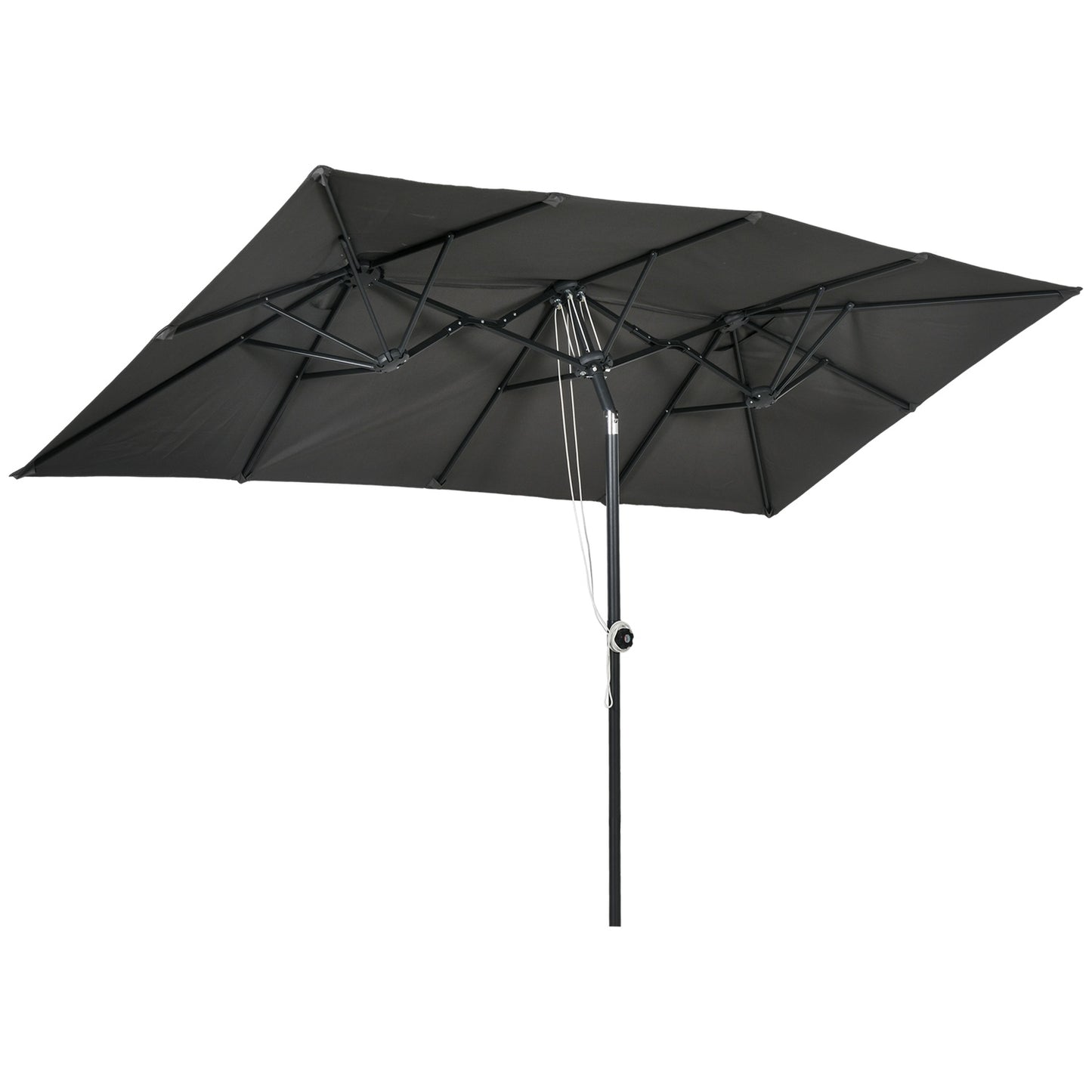 Double canopy patio umbrella, adjustable tilt, 150 x 295 cm