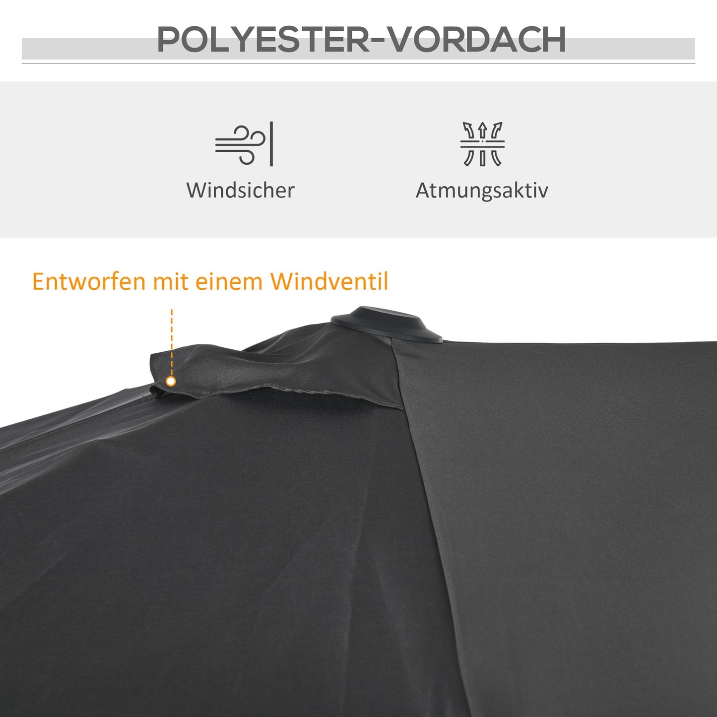 Double canopy patio umbrella, adjustable tilt, 150 x 295 cm