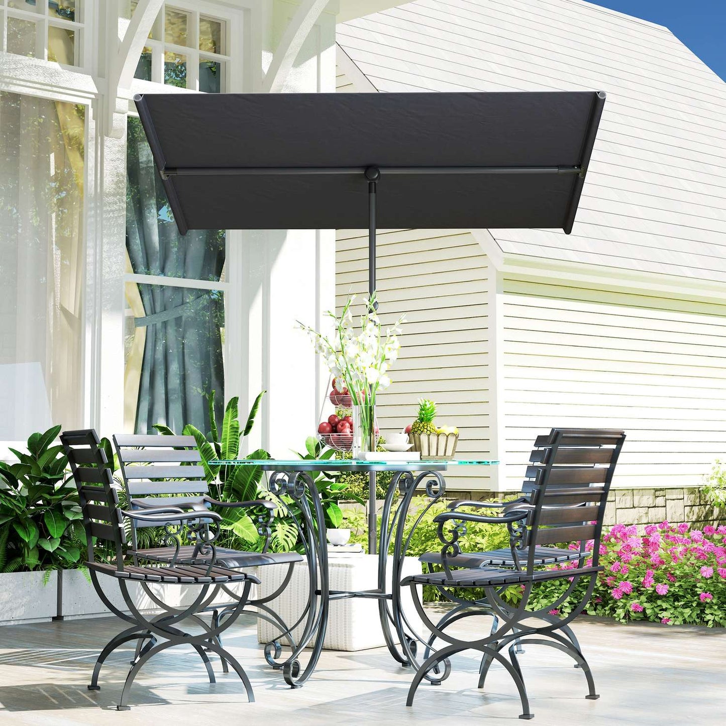 Rotatable garden parasol - adjustable height, sun protection