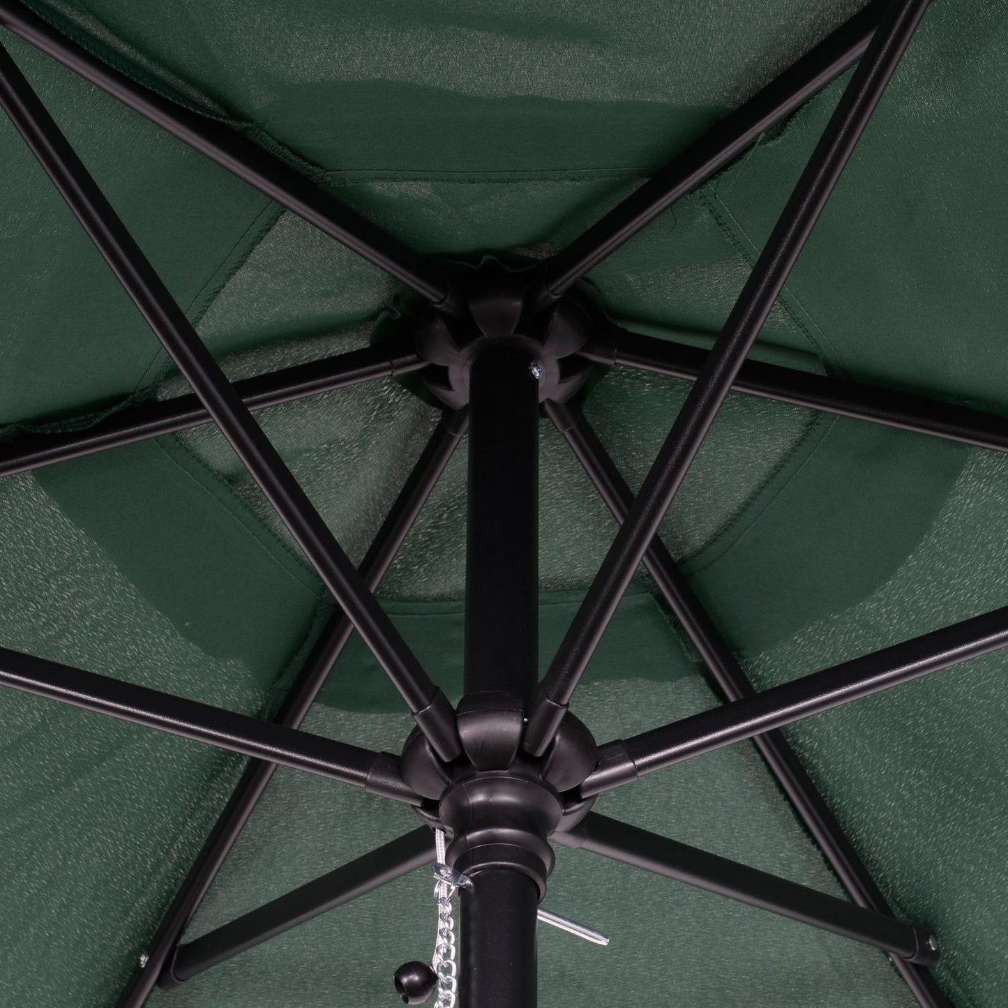 Green hexagonal parasol Ø196 cm, windproof for beach/garden