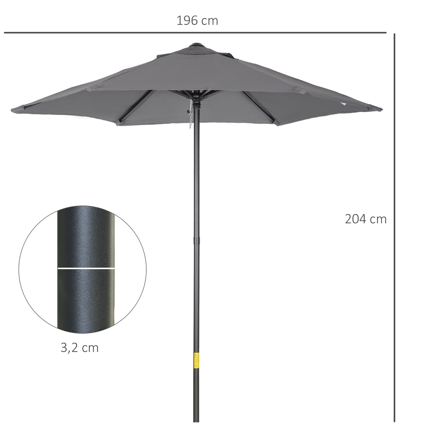 Dark gray Hexagonal 196 cm windproof crank parasol
