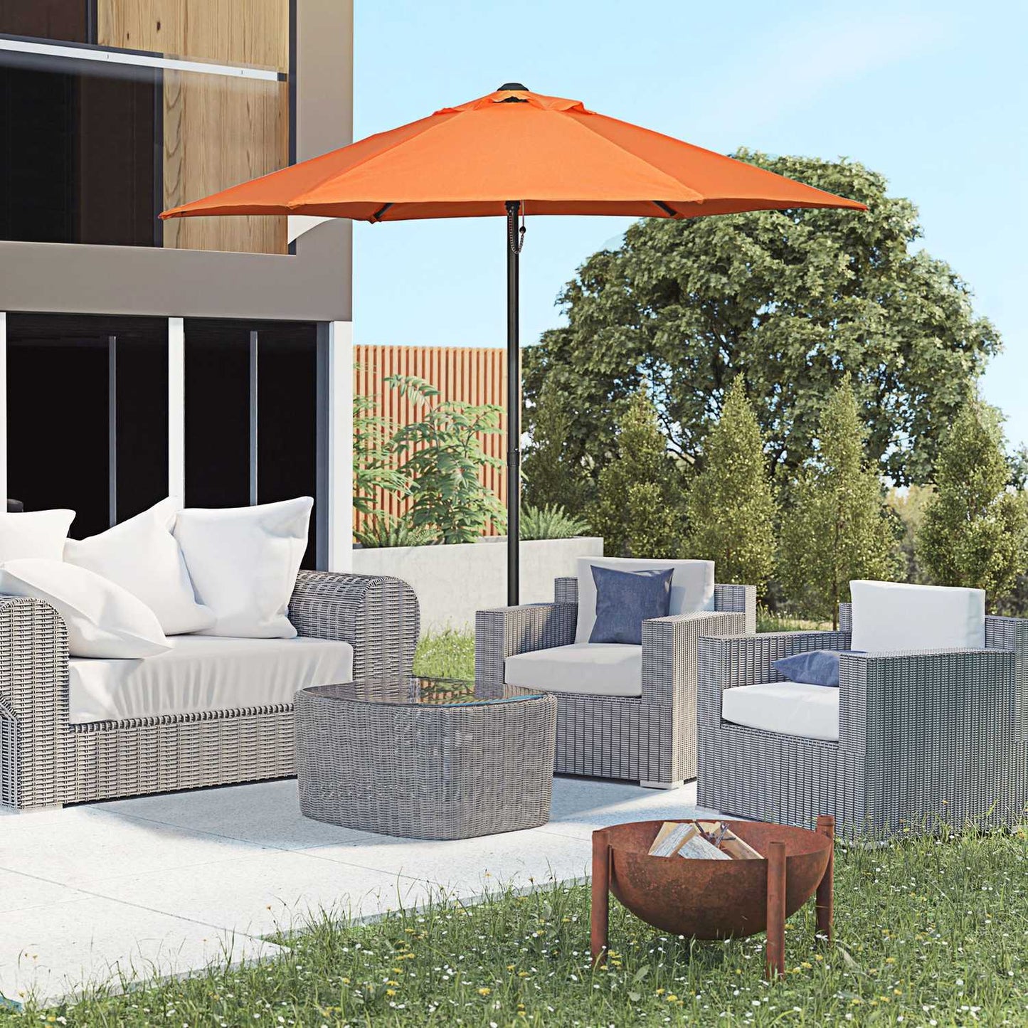 Rotating hexagonal parasol Ø196 cm, windproof sun protection