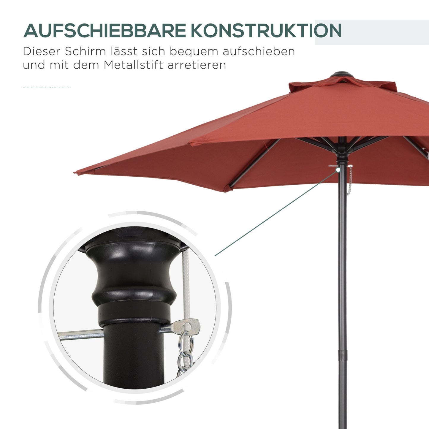 Rotating windproof parasol Ø196 cm - Burgundy sun protection