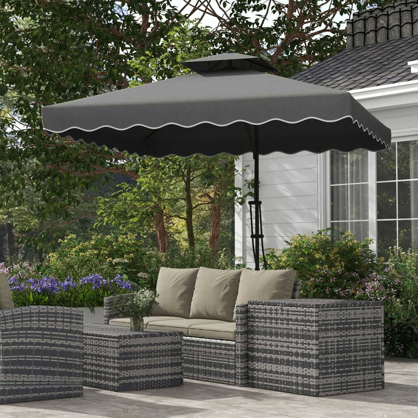 Square Balcony parasol, 243cm, UV protection, Dark grey