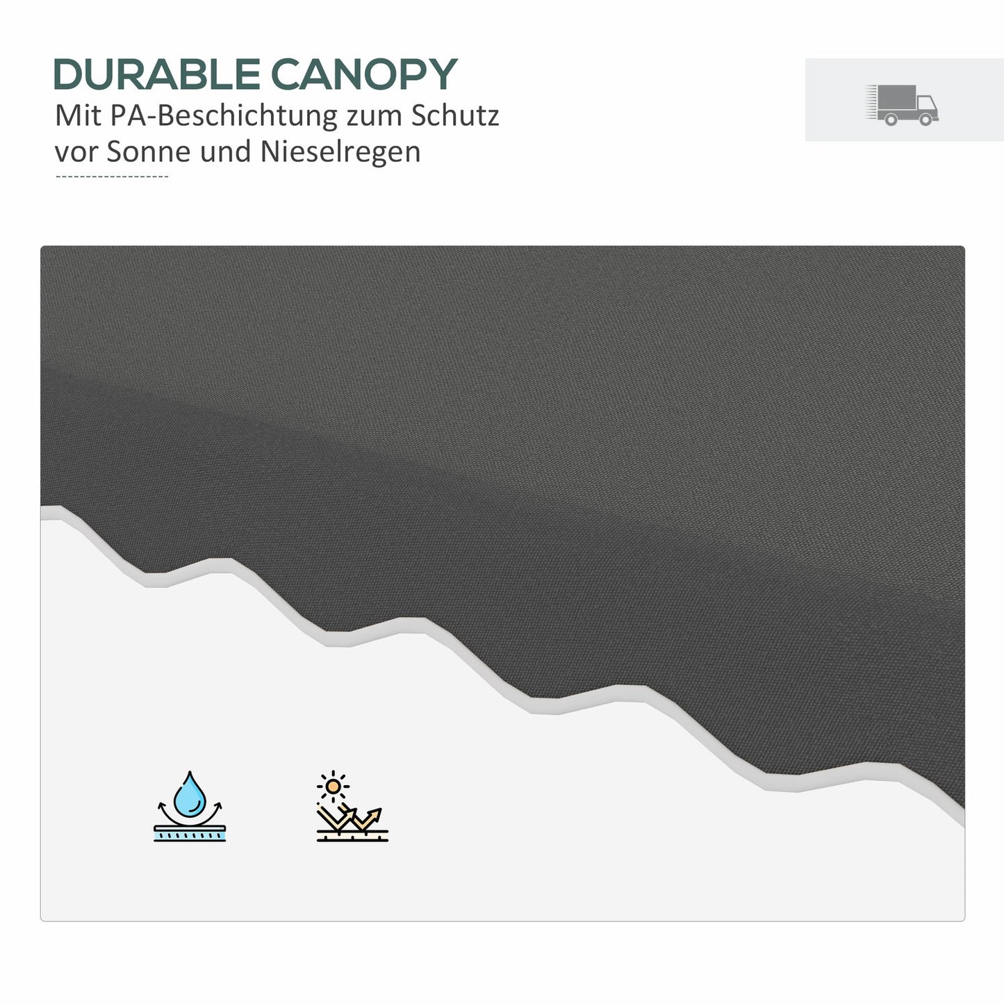 Square Balcony parasol, 243cm, UV protection, Dark grey