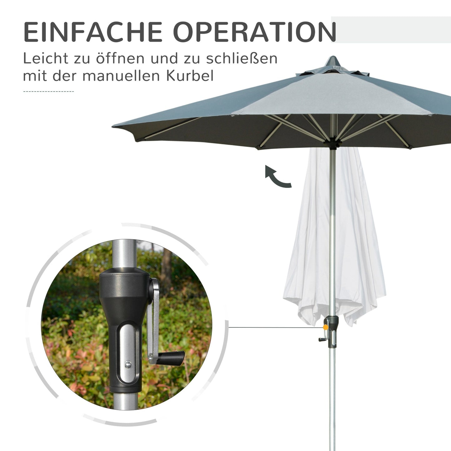 Balcony Market Umbrella, 2.7M sun protection, dark grey