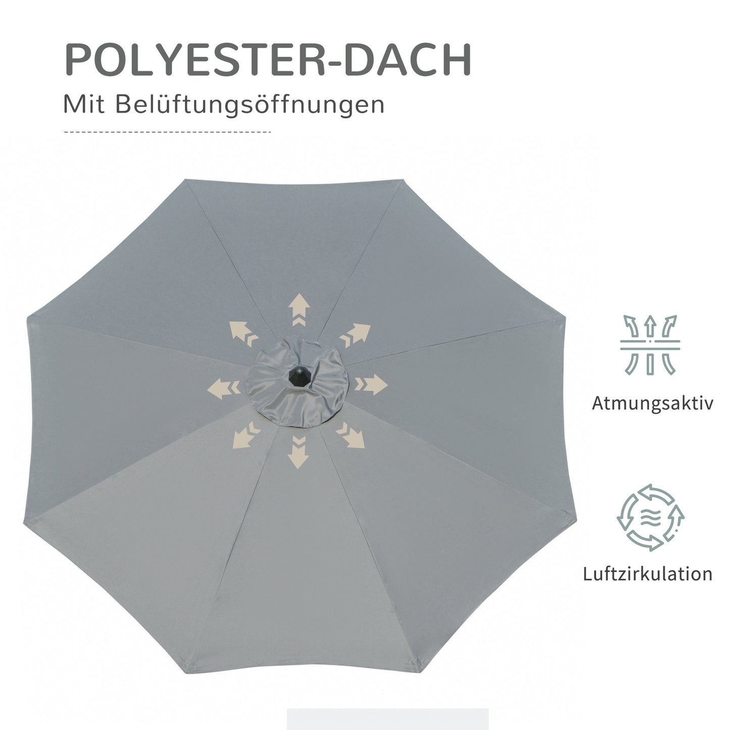 Balcony Market Umbrella, 2.7M sun protection, dark grey