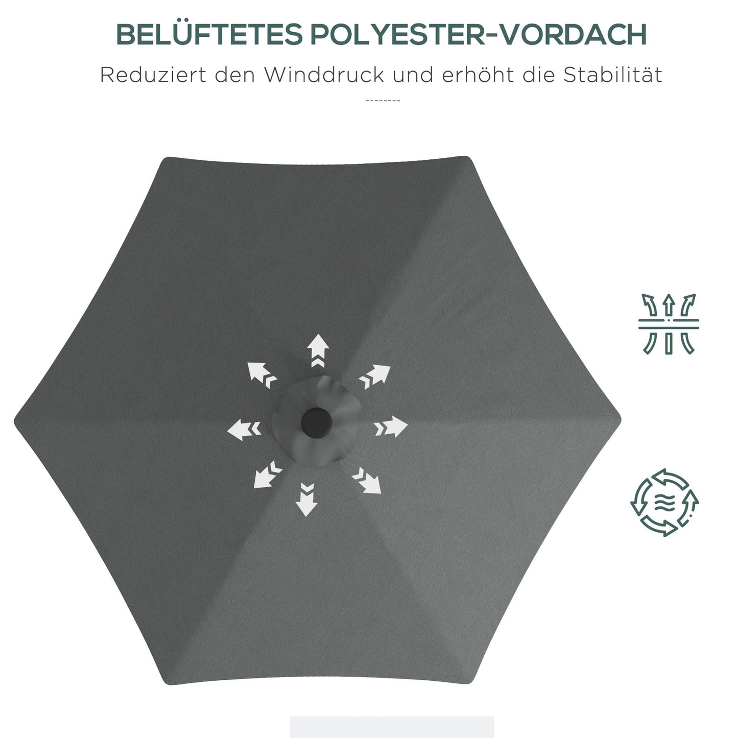 Cantilever Parasol Ø290 Cm – UV protection, LED, dark grey