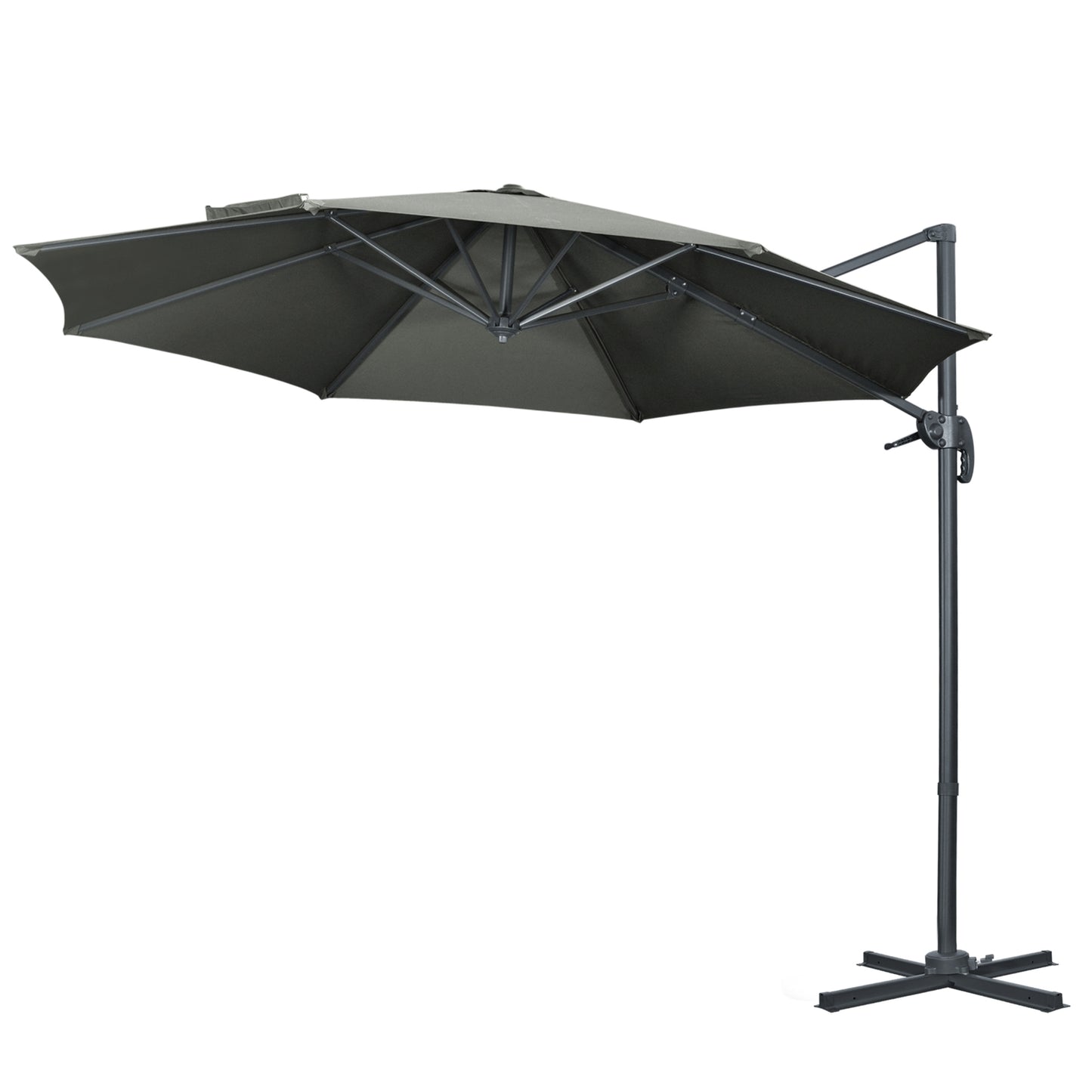 Rotating Cantilever Parasol, 294x294 cm, Grey, Aluminum Stand