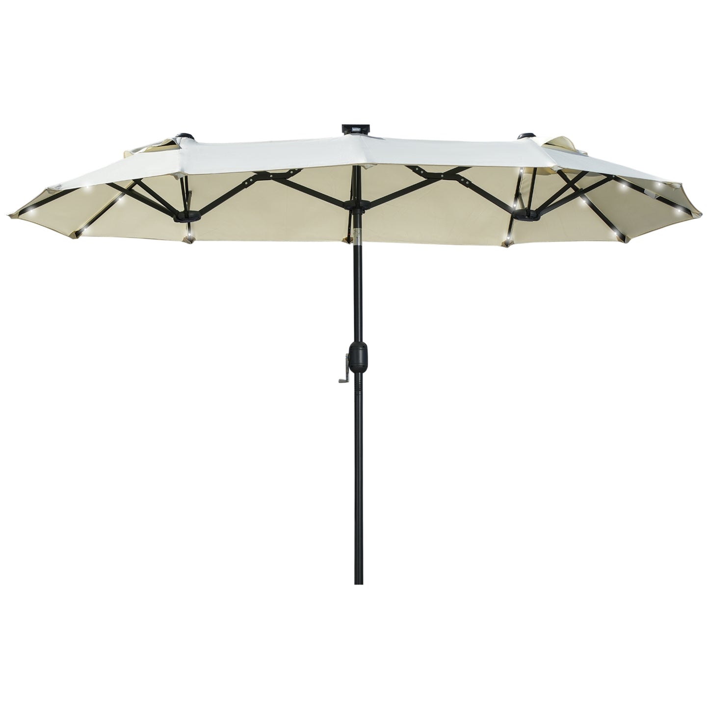 Garden double parasol with LED & adjustable tilt, Beige