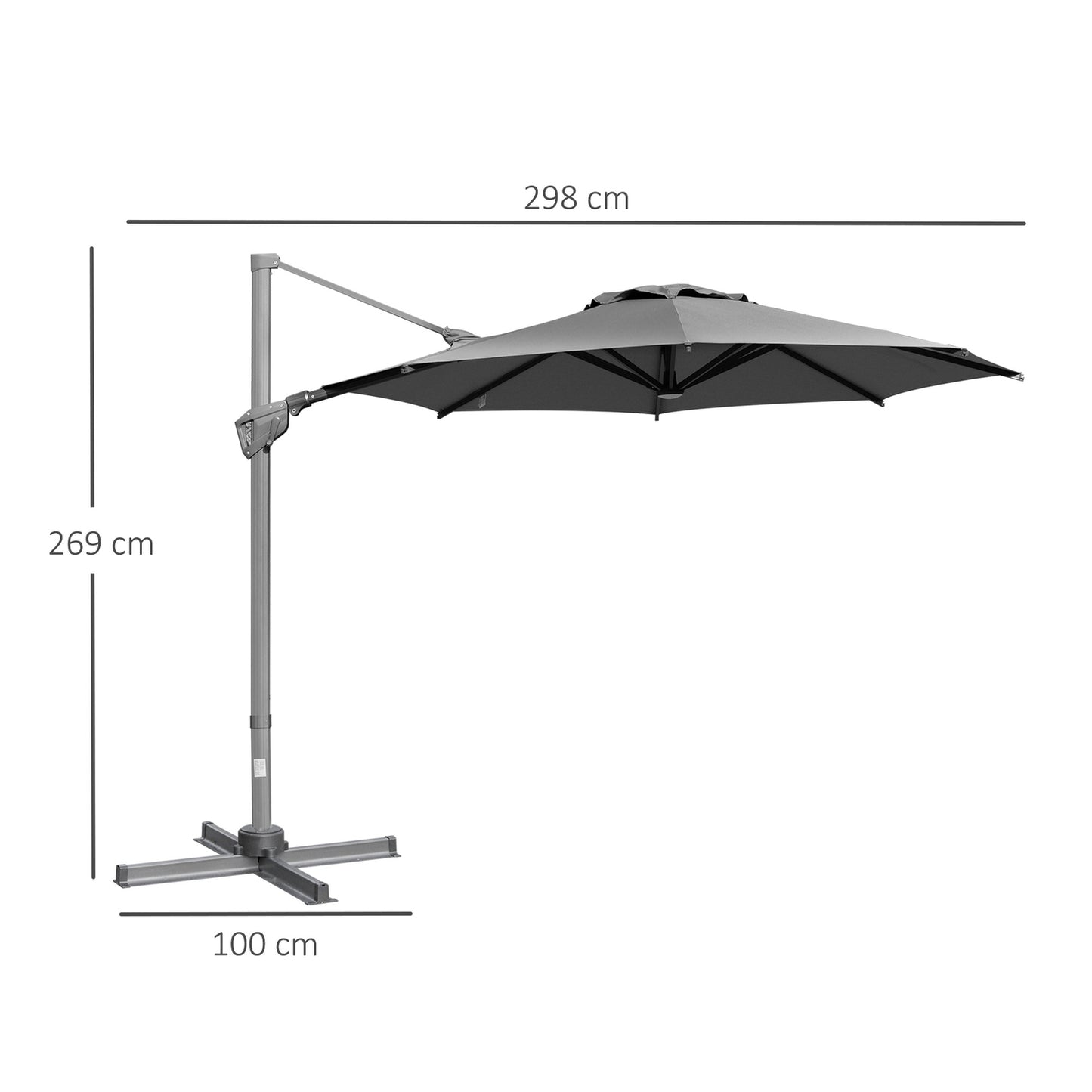 Large cantilever parasol, 300 cm, adjustable sun protection